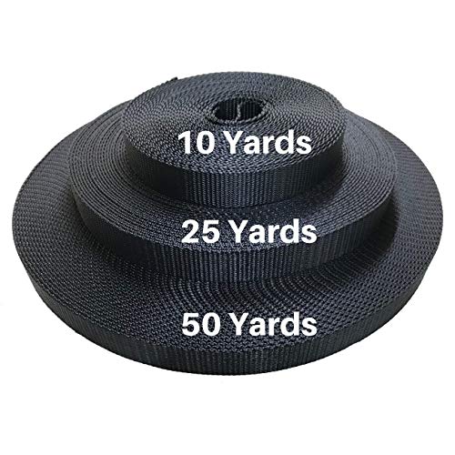 EZ-Xtend Boat Zipper Polyester Webbing 1 inch - Heavy Duty Strapping Outlasts and Outperforms Nylon Webbing 1 Inch and Polypropylene Webbing 1 Inch - 4500 Lb. Breaking Strength (Black, 1" x 25 Yards)