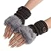 Beautyvan， Fashion Women Warm Winter Faux Rabbit Fur Mittens Wrist Fingerless Gloves (Deep Gray)