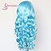 SAPPHIREWIGS 13x4 Synthetic Lace Front Wigs Natural Wavy for Women Heat Resistant Wigs for Daily Party Use 20 Inch (Light Blue)