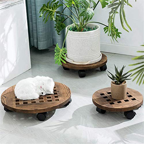 Pflanzenroller Pflanzenbehälter Aus Holz Abnehmbarer Topfpflanzenständer Mit 4 Rollenden Rädern Rutschsicheres Rollbrett… – Bild 8