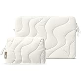 tomtoc 360 Protective Puffy Laptop Sleeve Set for 13-inch MacBook Air M4/A3240 2025, M3/A3113, M2/A2681, 13-inch MacBook Pro, Quilted Soft Puffer Bag with Tech Pouch for 13-inch Surface Pro Copilot+PC