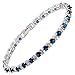 RIZILIA Round Multi-Color CZ Birthstone White Gold Plated Tennis Bracelet, 7