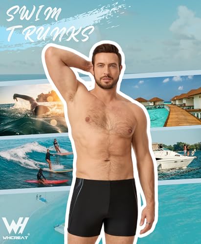 WHCREAT Men's Swim Trunks Quick Dry Boxer Shorts with Drawstring