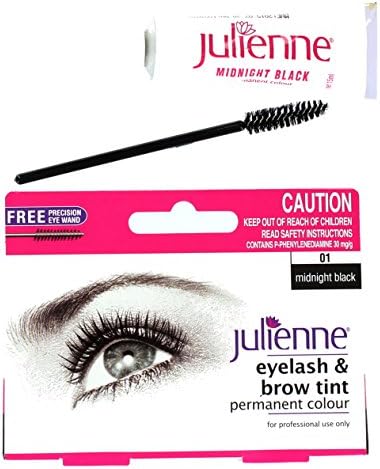 Julienne Eyelash Eyebrow Tinting Kit Dye Midnight Black Brush Tint Dish Oxidant