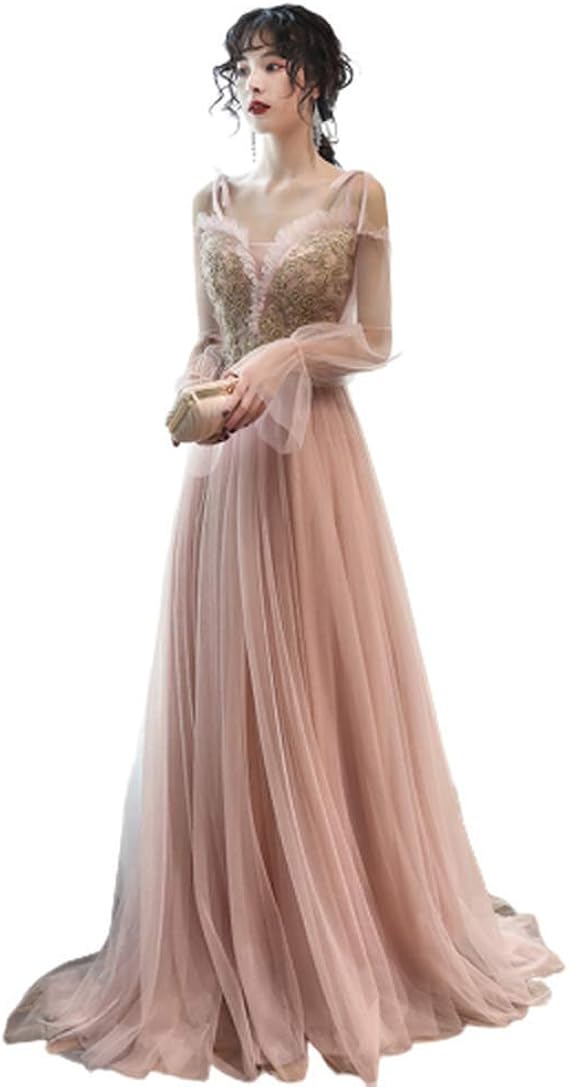 Amazon Co Jp Obor Global ピンク 気質 ウエディングドレス イブニングドレス パーティーイブニングドレス ロングワンース スレンダーライン 編み上げ 着痩せ 上品 カラードレス 服 ファッション小物