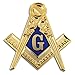 Traditional Square & Compass Masonic Lapel Pin - [Blue & Gold][1'' Tall]