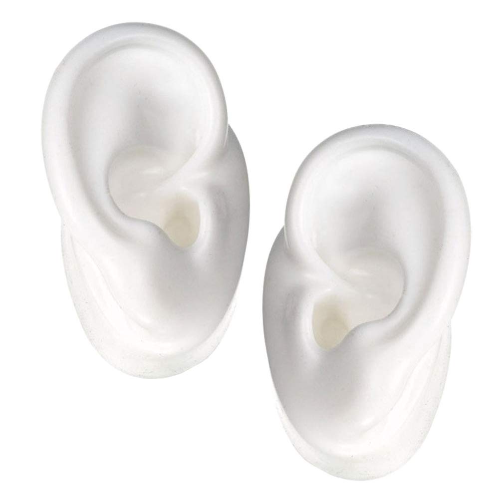 VILLCASE 2pcs Silicone Ear, Ear Model, Left and Right Model Fake Ear Practice, Silicone Parts Fake Ear Piercings for Display Mannequin