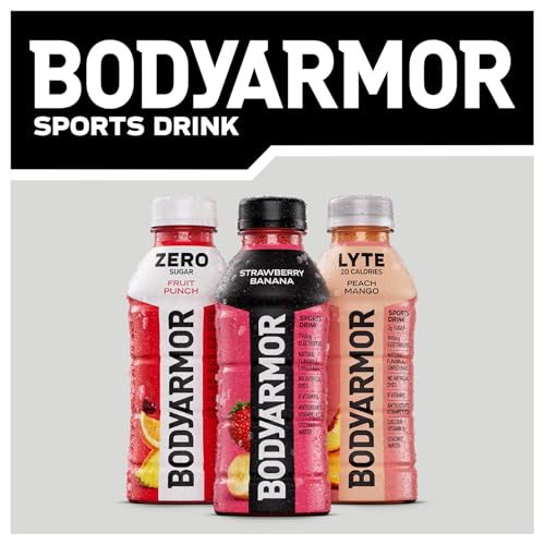 BODYARMOR SPORTS DRINK SPORTS BEVERAGE, ORANGE MANGO, COCONUT WATER HYDRATION, NATURAL FLAVORS WITH VITAMINS, POTASSIUM-PACKED ELECTROLYTES, PERFECT FOR ATHLETES, 12 FL OZ (PACK OF 8)