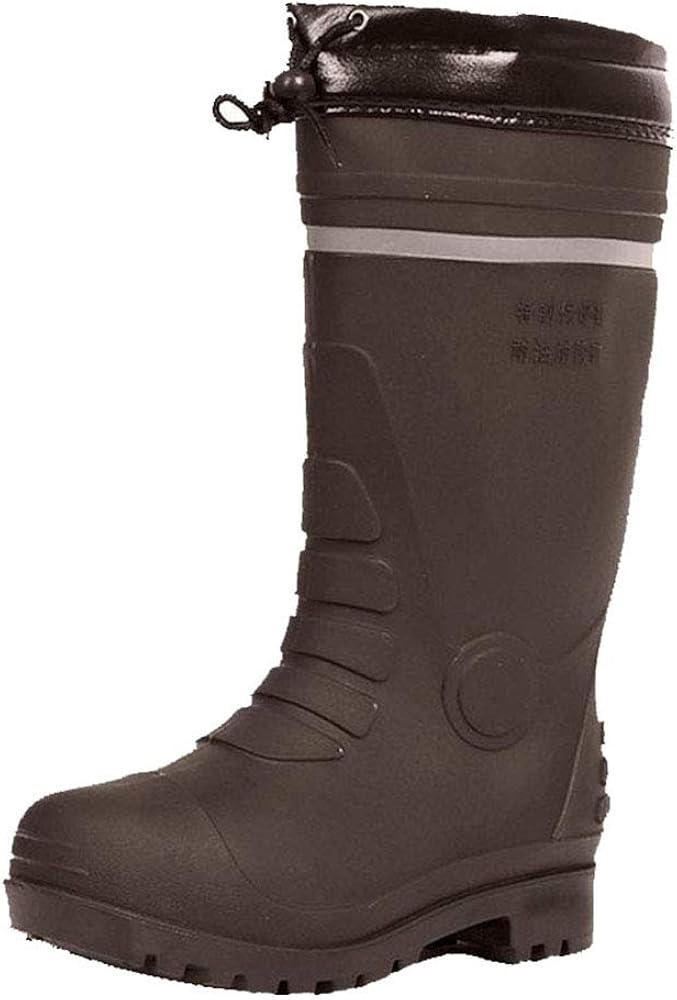 Bigfanshu Men's Rubber Boots Heavy Duty Work Tall Rain Shoes Waterproof Muck Footwear for