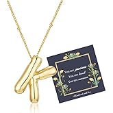 Pwiuor Bubble Letter Necklace Gold Balloon Initial Pendant Necklace Dainty Zirconia Alphabet Name for Women Birthday Jewelry Gifts