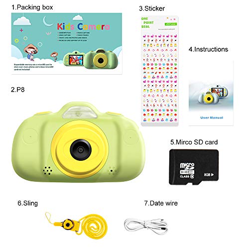 Shockproof Kids Camera Rechargeable 8MP Digital Camera for Kids Camcorder with 8G SD Card for 3-10 Year Old Children Outdoor Play