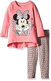 Disney Little Girls' 2 Piece Minnie Heathered French Terry Top and Legging