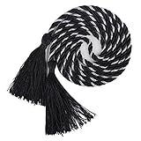1 Pair Living Room Bedroom Tassel Rope Curtain Tiebacks Tie Backs (Black + Silver)