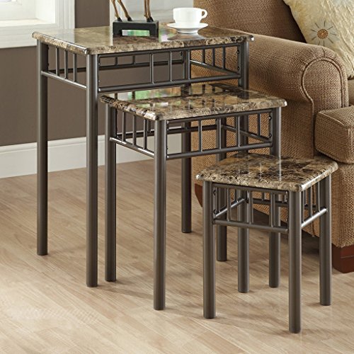 Monarch Specialties Bronze Metal Nesting Table Set with