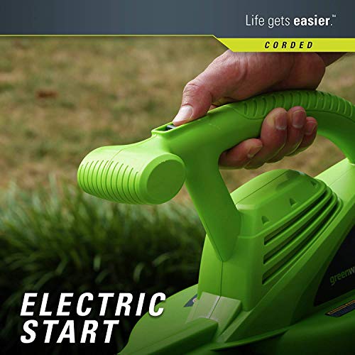 Greenworks 16Inch Reel Lawn Mower with Grass Catcher + 7 AMP Blower