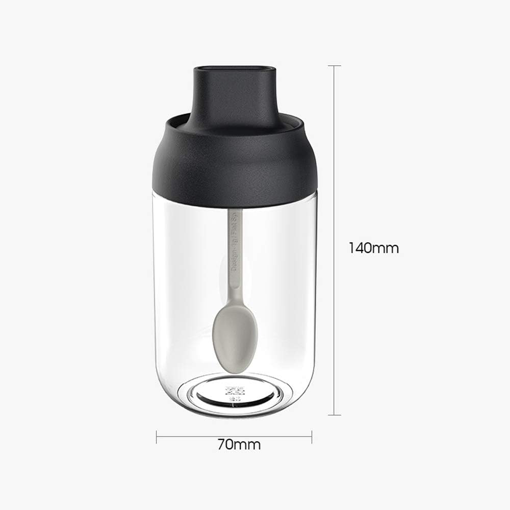 YOUQING Mini Clear Glass Spice Jar Container with Airtight Lids with Firm Spoon Brush Seasoning Bottle for Storage Jars for Tea, Spice, Kitchen Rack Glass 250ML