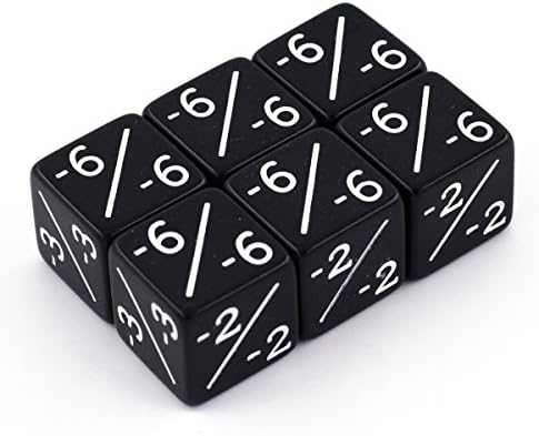 Dice Counters Pack of 6 Black -1/-1 / for Magic / The Gathering and other games / CCG MTG