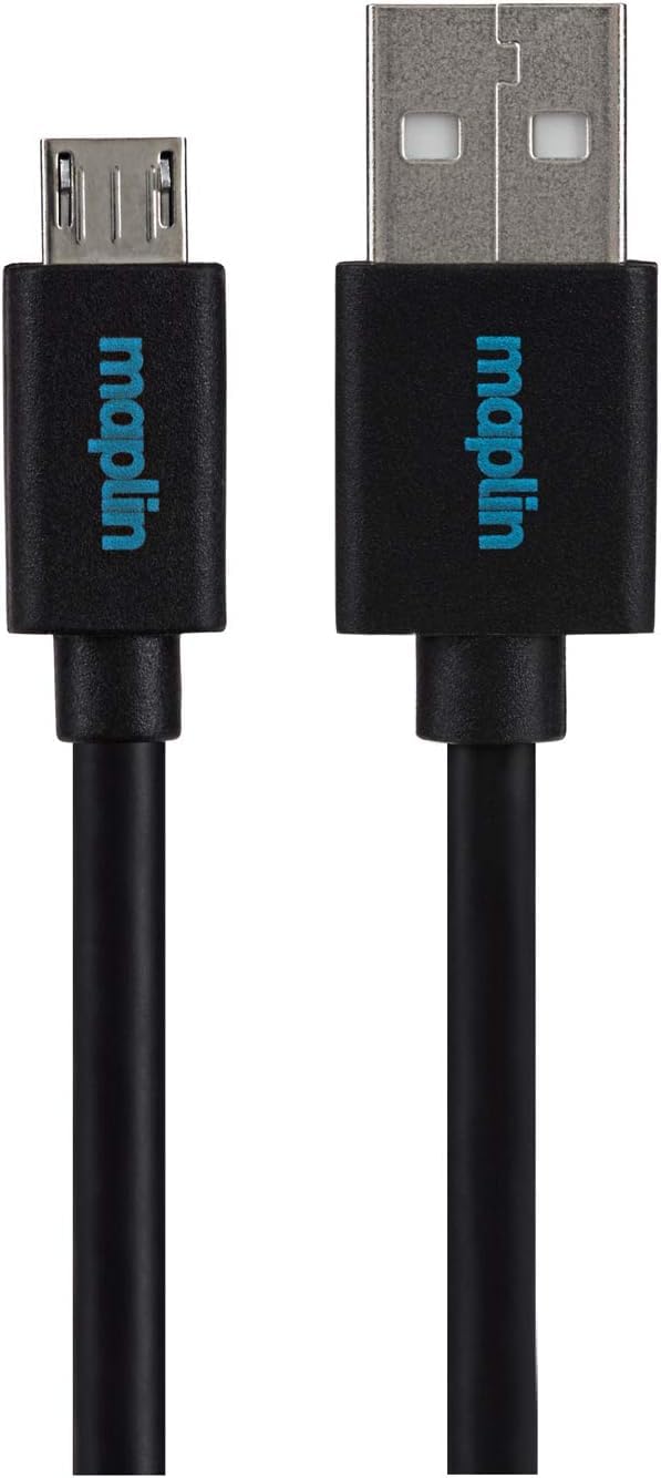 Maplin USB-A to Micro USB-B Cable Black, 3m, Charging and Syncing, for Samsung Galaxy S7 S6 S5 J7 Edge Note 5, Huawei, Nexus, HTC, Sony, Kindle Fire, PS4 Controller, Cameras, Speakers etc