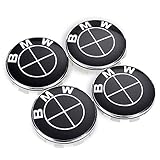 Enseng Set of 4 - Wheel Center Caps Emblem for BMW, 68mm Black BMW Rim Center Hub Caps for Most Models with BMW Wheels Logo