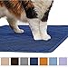 GORILLA GRIP The Original Water Resistant Cat Litter Box Trapping Mat 35x23, Easy Clean, Textured Backing, Traps Mess for Cleaner Floors, Less Waste, Stays in Place for Cats, Soft on Paws, Navy