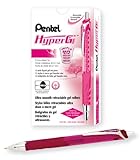 Pentel Hyper G Retractable Gel Roller Pen, Medium Line, Permanent Pink Ink, Box of 12 (KL257-P)