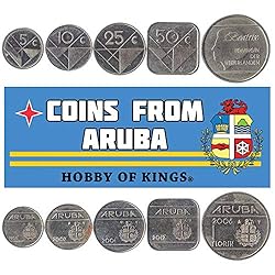 Set of 5 Coins from Aruba. 5, 10, 25, 50 Cents, 1