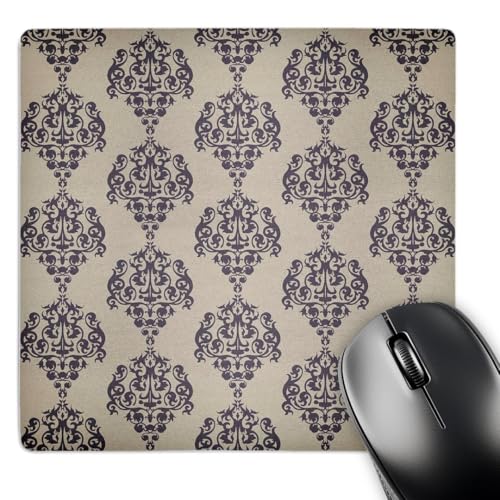 3dRose LLC 8 x 8 x 0.25 Inches Mouse Pad, Black Damask on Gray (mp_44222_1)