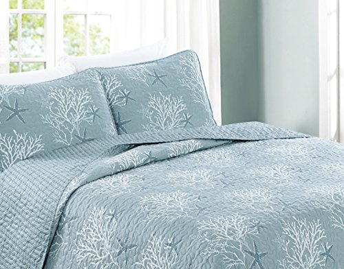 Home-Fashion-Designs-3-Piece-Coastal-Beach-Theme-Quilt-Set-with-Shams-Soft-All-Season-Luxury-Microfiber-Reversible-Bedspread-and-Coverlet-Fenwick-Collection-Brand-FullQueen-Ether-Blue Home Fashion Designs 3-Piece Coastal Beach Theme Quilt Set with Shams. Soft All-Season Luxury Microfiber Reversible…