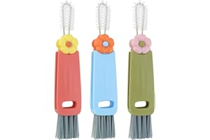 TKYPZY 3 Pcs 3 in 1 Cup Lid Cleaning Brush Crevice Cleaning Brush for Bottle Gap 3 in 1 Cleaning Brushes for Tight Spaces Multifunctional Portable Cup Lid Cleaner Home Kitchen Cleaning Tools (Green Blue Red)