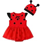 Dressy Daisy Infant Baby Ladybug Ladybird Onesie Romper Costume Bodysuit Party Dress Up Set with Hat Size 3-24 Months