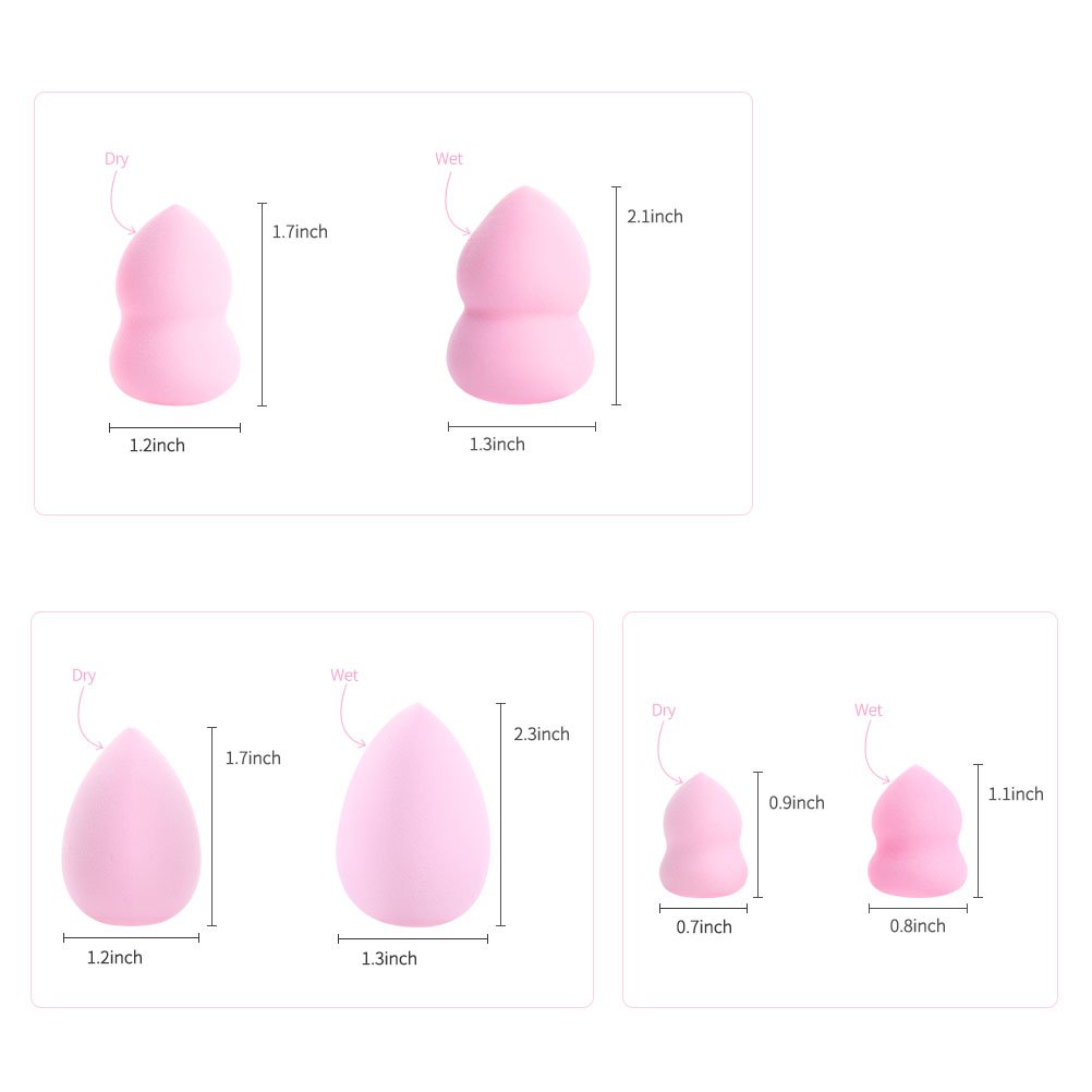 Lameila Makeup Sponge Blending Powder Puff Beauty Sponge Egg Shaped for Liquids Concealer Cream - Set of 3 Make Up Sponge (2Normal+1Small)