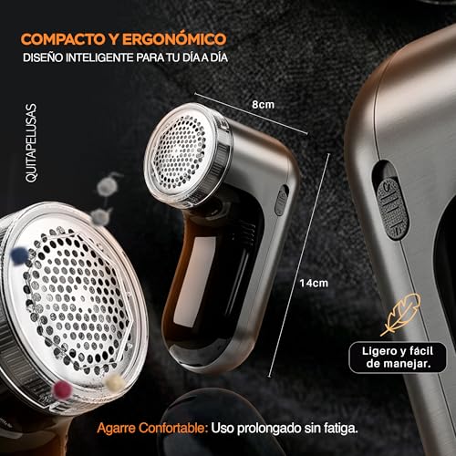 PMR SHOP® Premium Electric Lint Remover | Clothes Lint Remover with LED Display | USB-C Rechargeable | 6 High Precision Blades | Ball Remover for Clothes and Furniture