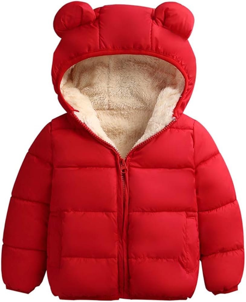 Winter Coats for Toddler Kids Baby Boys Girls Padded Light Puffer Jacket Outerwear Infant Winter Down Jacket with Hoods: Clothing