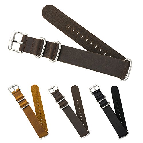 CIVO Genuine Crazy Horse Leather Watch Bands Handmade NATO Zulu Military Swiss G10 Style Watch Strap 20mm 22mm (20mm, Dark Brown)
