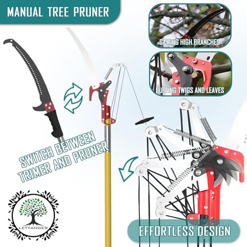 7.3-27FT Extendable Long Handle Pole Saw with Blade and Branch Scissors photo 9