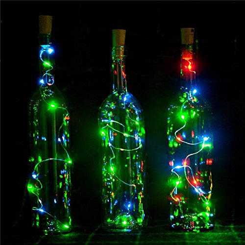6 Pack Bottle Cork Lights DIY Empty Liquor Lamps Wine Bottle Lamp Kit,Battery Powered,30 inch 20 Leds for Bottle DIY, Party, Decor, Christmas, Halloween, Wedding or Mood Lights (RGB)