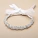 Mariell Crystal Cluster Bridal Wedding Headband Hair Vine with White Satin Ribbon