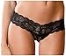 Rene Rofe womens Crotchless Lace With Lace-up Back thong underwear, Black, Small-Medium US