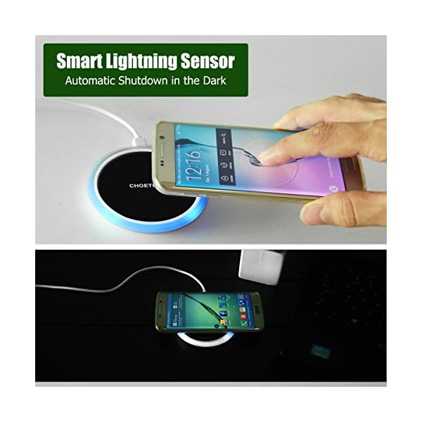 Wireless-Charger-with-Smart-Lighting-Sensor-CHOE-Circle-Qi-Wireless-Charging-Pad-for-LG-G6-Galaxy-Note-5-S6-EdgeS6S6-Edge-Nexus-456-Nokia-Lumia-950xl950-and-All-Qi-Enabled-Devices