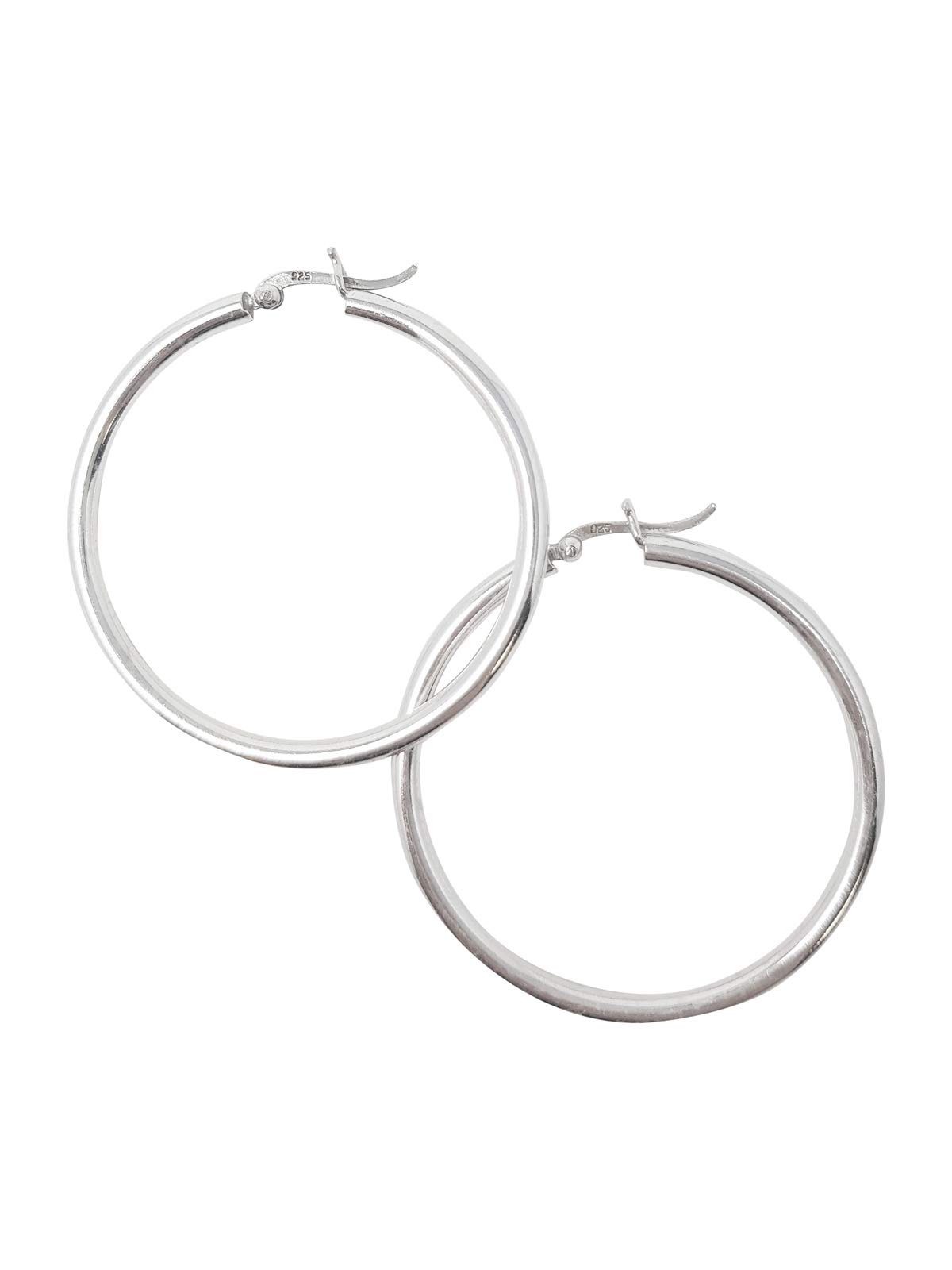 TreasureBay 925 Sterling Silver Hoops Earrings Gift for Women and Girls 3mm Round Tube Available in many Different Sizes (4 Cm)