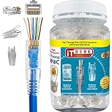 Gold Plated end Pass Through RJ45 Cat5 cat5e Connector and Strain Relief by itbebe (Cat5/5e 50+50 Pieces)