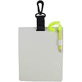 Scuba Choice Diving Writing Slate with Pencil, Large 7-1/4" x 5-7/8" Underwater Notepad, Replaceable Pencil Safety Leash &amp; Clip for Scuba, Snorkeling, Dive Gear, Navigation and Notes
