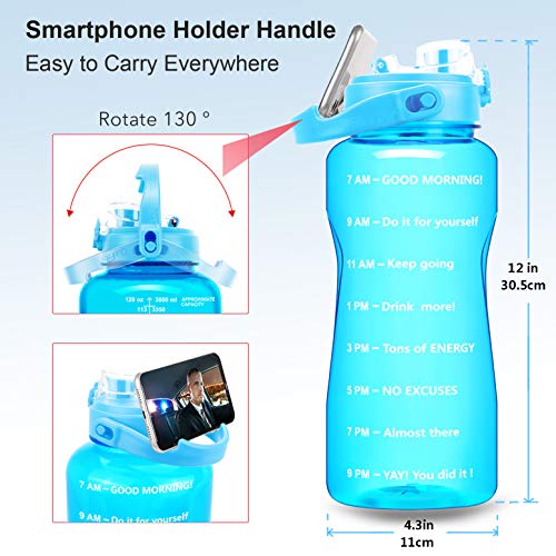 BuildLife Half Gallon Water Bottle No Straw 64 OZ BPA Free