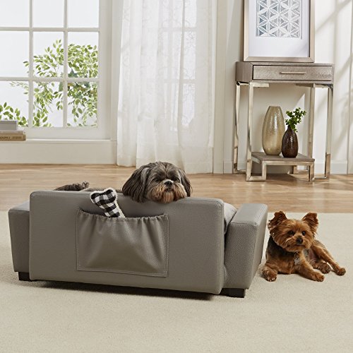 Enchanted Home Pet Scout Pet Sofa Lounger with Bolster Pillows, Grey - Thumbnail 2