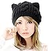 GBSELL Women Girl Fashion Cat Ears Hemp Flowers Knitted Hat Sport Cap (Black)