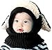 Bienvenu Winter Kids Cable Knit Warm Dog Animal Hats Knitted Hooded Scarf Beanies for Autumn Winter, Black