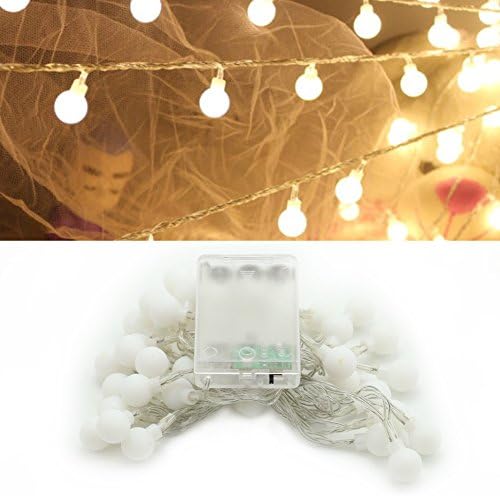 4m LED Starry Lights Fairy Light,40 Globe String Lights for Garden,Wedding,Xmas Party (WW, Battery-powered)