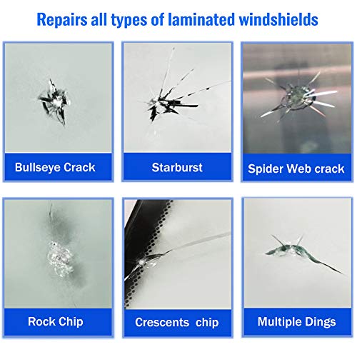 Windshield Repair Kit, Professional Windshield Treatment Car Windshield Crack Repair Kit, Auto Windshield Chip Cracked Glass Repair Resin Fix Bullseye Crack, Rock Chip,Spider Web, Starburst, Half Moon