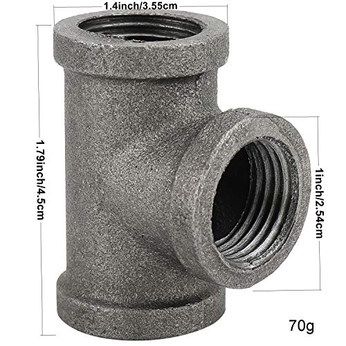 HighFree 10 Pack Iron Cast Pipe Fittings 1/2 inch Pipe Tee and Elbow Pipe Threaded Pipe Nipples Iron Industrial Piping Fittings for DIY Pipe Furniture