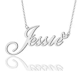 AOLO Jessie Heart Name Necklace Silver Stainless